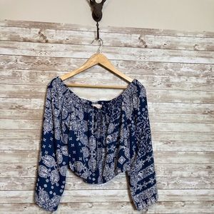 Altar’d State Peasant Crop Top w/ Bell Sleeves